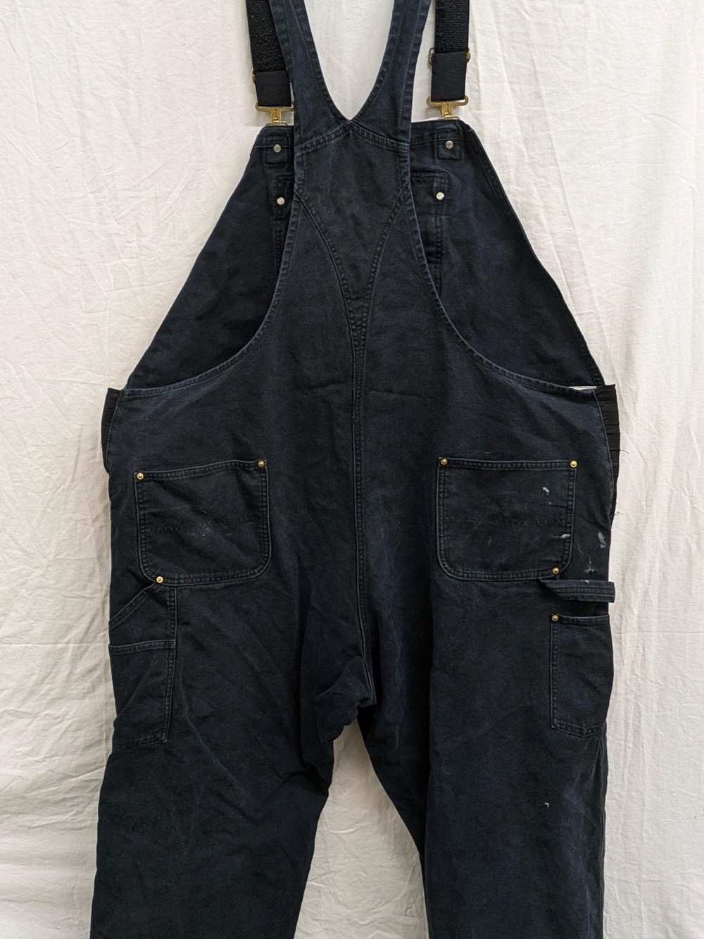 Carhartt Black Duck Bib Overalls | Men’s 50x34 Relaxed Fit | Black Work Worn - Picture 4 of 5